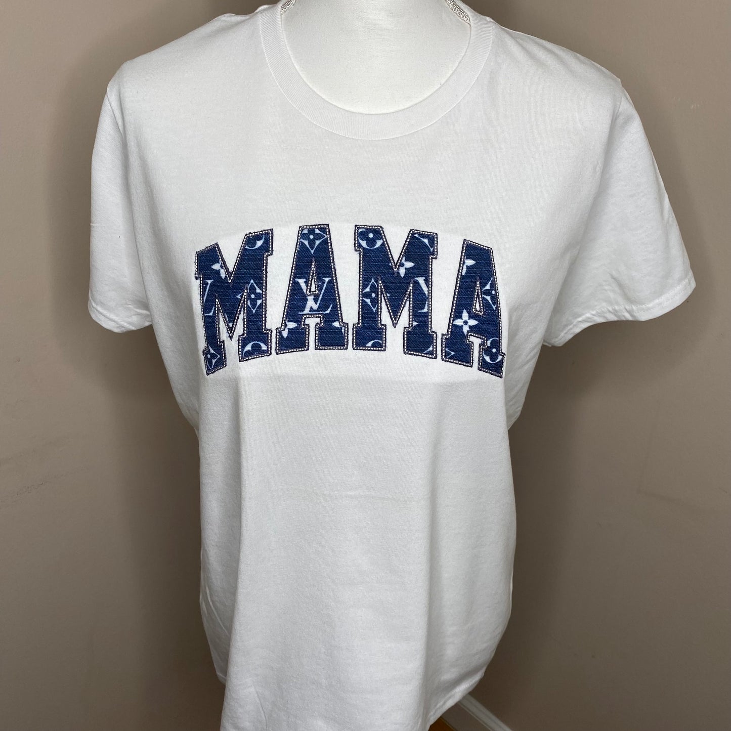 T-Shirt, Mother’s Day MAMA, Embroidered, Custom T-Shirt, Blue