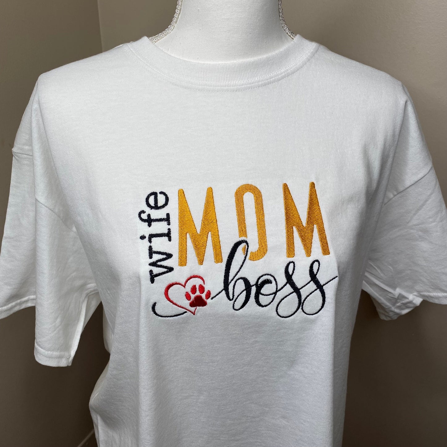 Wife Mom Boss,  Embroidered, Custom T-Shirt, Church Going