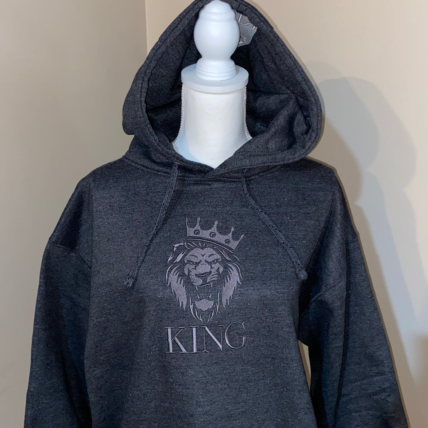 Custom Hoodie, King Embroidery, Lion with a Crown,